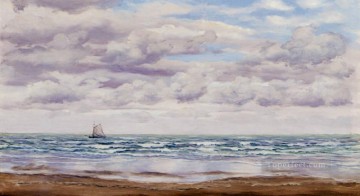  Costa Pintura al %c3%b3leo - Reuniendo Nubes Un Barco De Pesca Frente A La Costa Paisaje Marino Brett John Beach